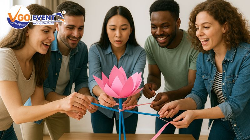 Team Building các trò chơi cần hợp tác là trò trồng sen