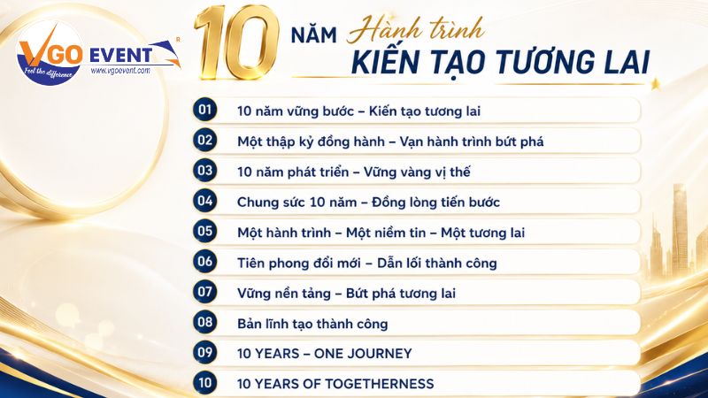 Slogan kỷ niệm 10 năm thành lập công ty hay và ý nghĩa