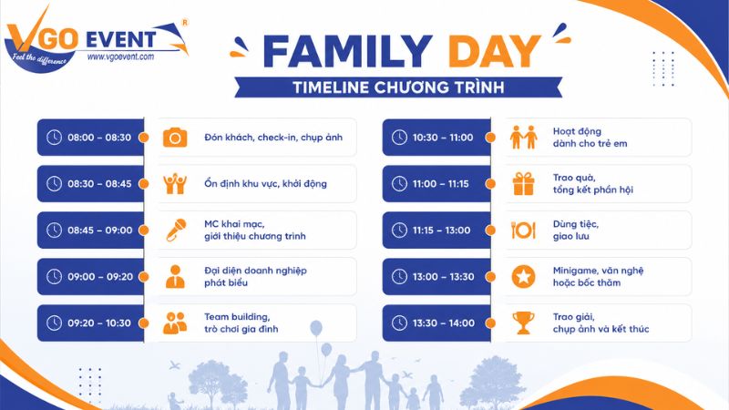 Mẫu timeline cho chương trình Family Day doanh nghiệp